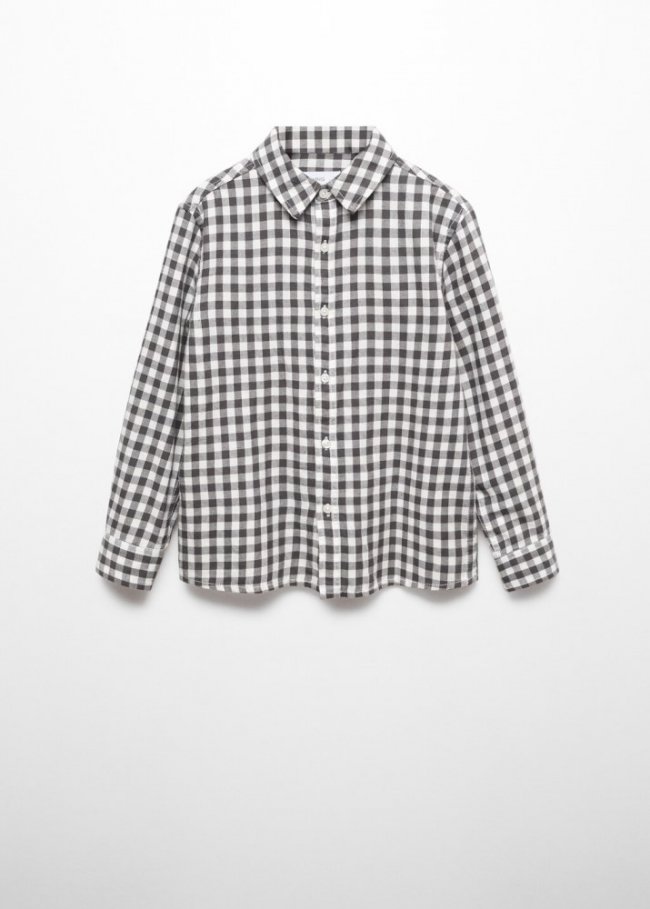 Mango Camisa regular fit cuadros - Gris antracita