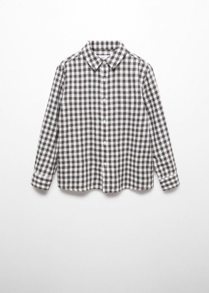 Mango Camisa regular fit cuadros - Gris antracita