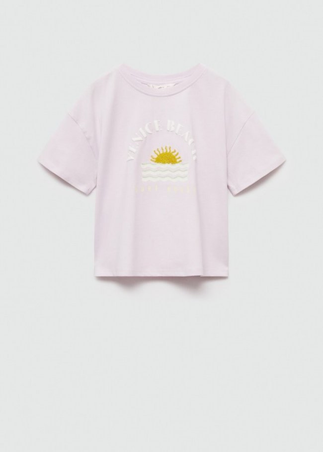 Mango Camiseta estampado lentejuelas - Morado claro/pastel