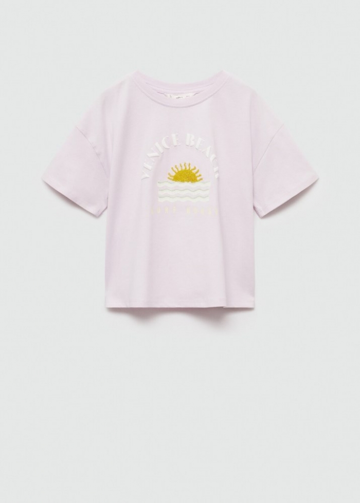 Mango Camiseta estampado lentejuelas - Morado claro/pastel