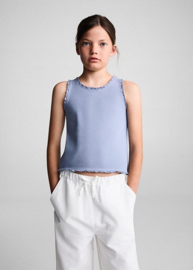 Mango Camiseta tirantes canalé - Azul indigo