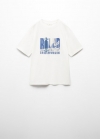 Mango Camiseta estampada algodón - Blanco roto