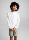 Mango Camisa regular fit lino cuello mao - Blanco