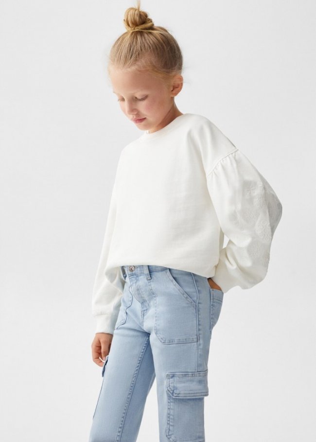 Mango Jeans cargo bolsillos - Azul claro