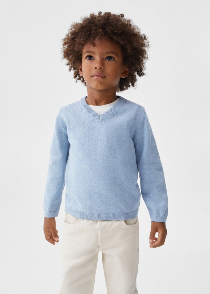 Mango Jersey cuello pico - Azul celeste