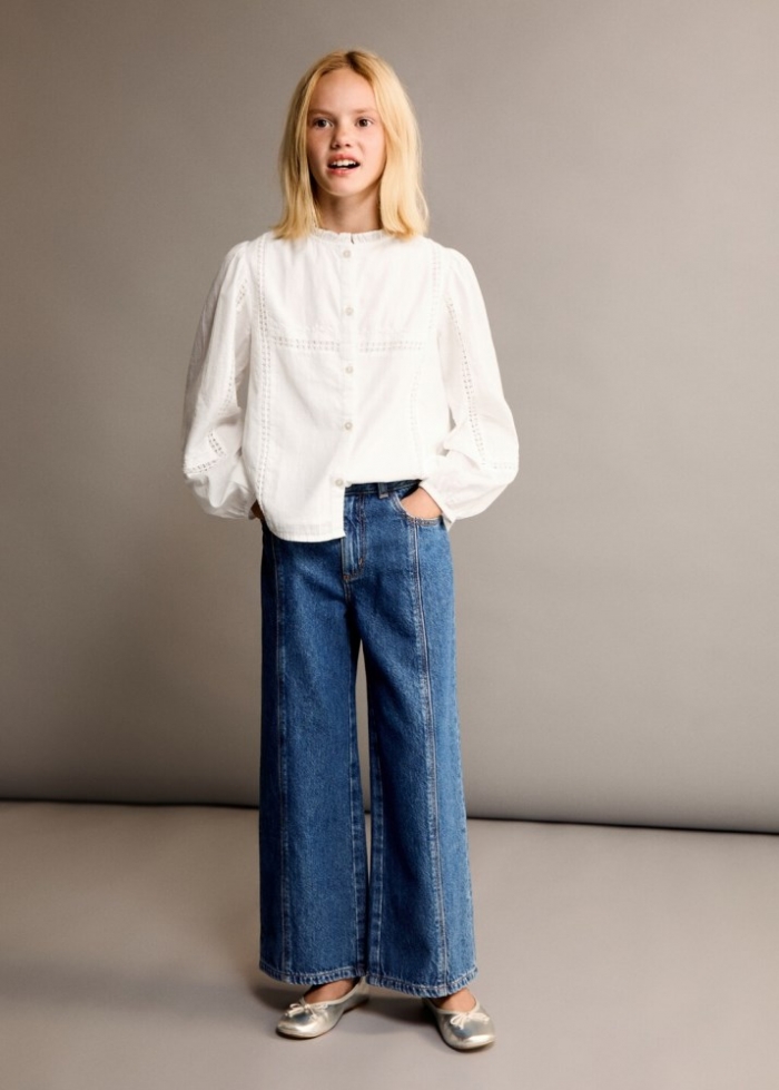 Mango Blusa detalles bordados - Blanco