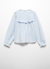 Mango Blusa fruncida volantes - Azul celeste