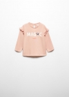 Mango Camiseta estampada volantes - Rosa