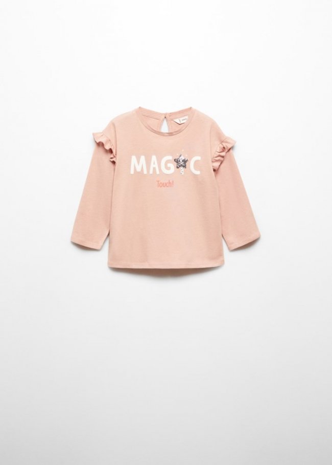 Mango Camiseta estampada volantes - Rosa