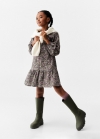 Mango Vestido estampado flores - Khaki