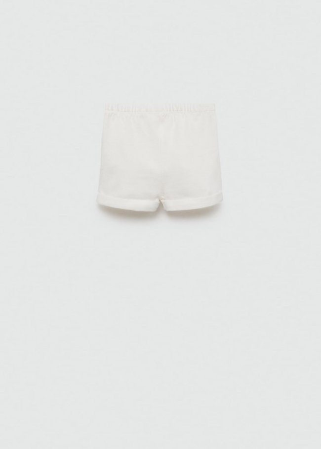 Mango Short algodón botones - Blanco roto