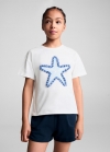 Mango Camiseta estampada estrella - Blanco roto