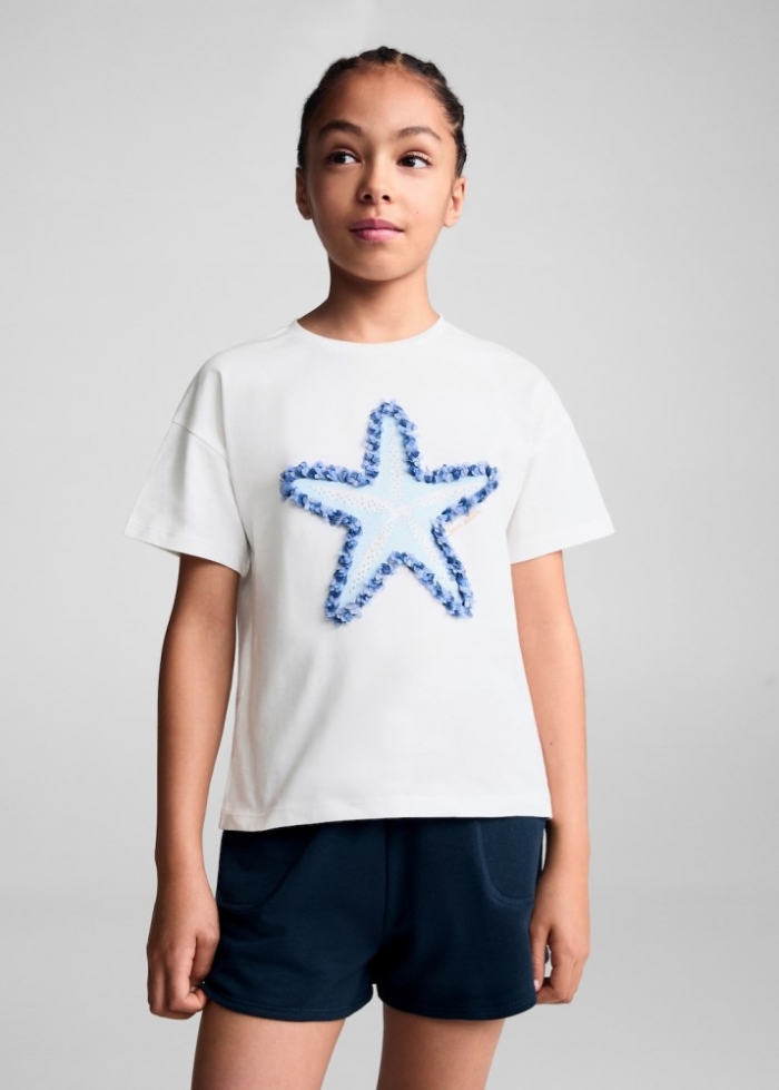 Mango Camiseta estampada estrella - Blanco roto