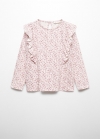 Mango Camiseta manga larga flores - Rosa claro
