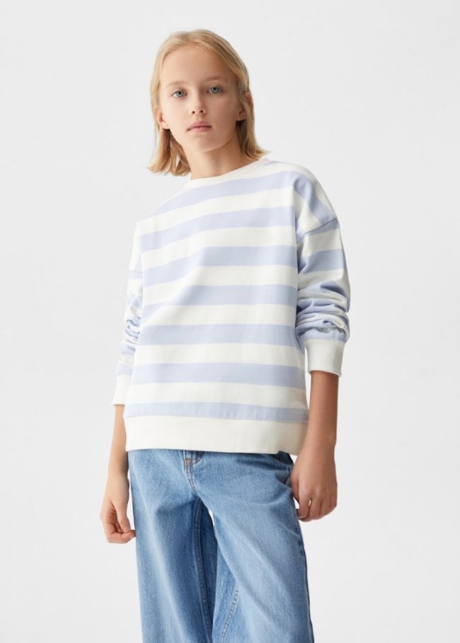 Mango Sudadera algodón rayas - Azul celeste