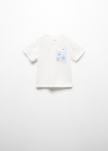 Mango Camiseta bolsillo estampado - Blanco roto