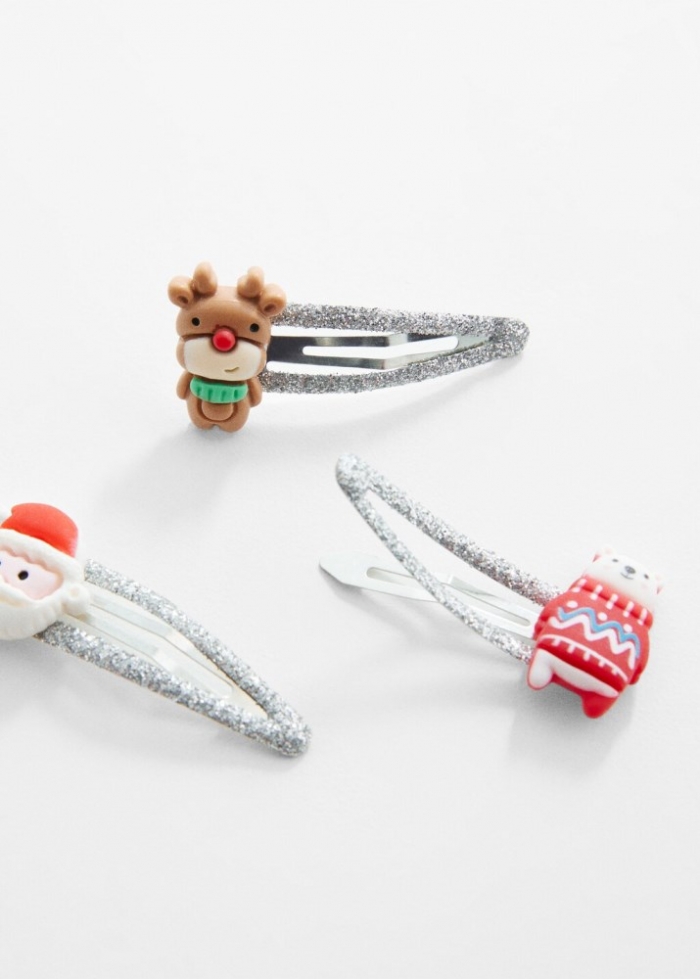 Mango Pack gomas y clips navideños - Plata