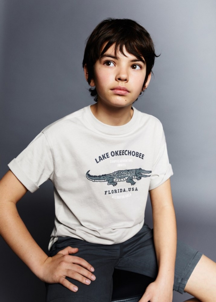 Mango Camiseta estampada algodón - Gris claro/pastel