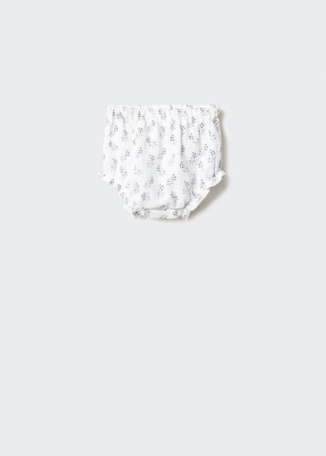 Mango Short algodón estampado - Blanco roto