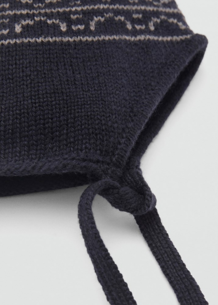 Mango Gorro jacquard pompón - Azul marino oscuro