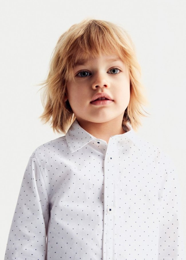 Mango Camisa regular fit algodón estampada - Blanco