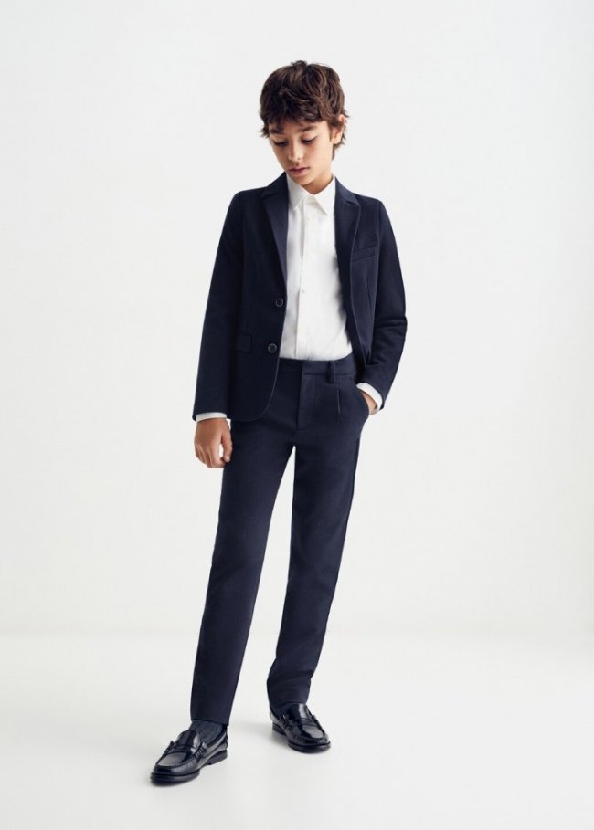 Mango Pantalón recto traje - Azul marino