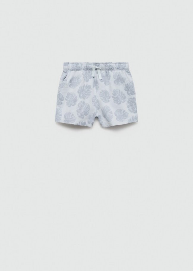 Mango Bermudas estampado hojas - Azul celeste
