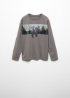 Mango Camiseta manga larga estampada - Gris