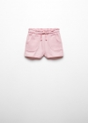 Mango Short algodón cintura elástica - Rosa
