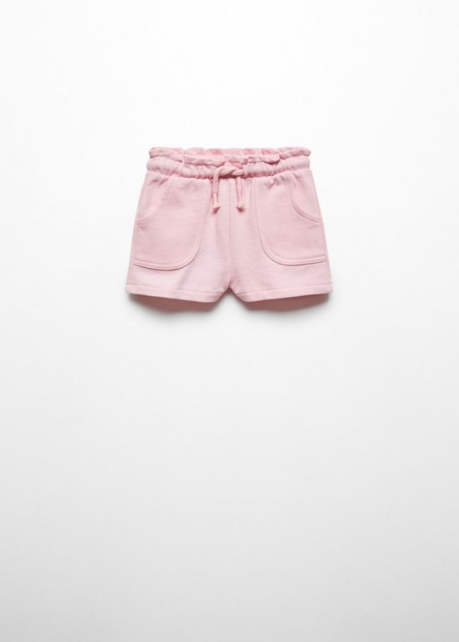 Mango Short algodón cintura elástica - Rosa