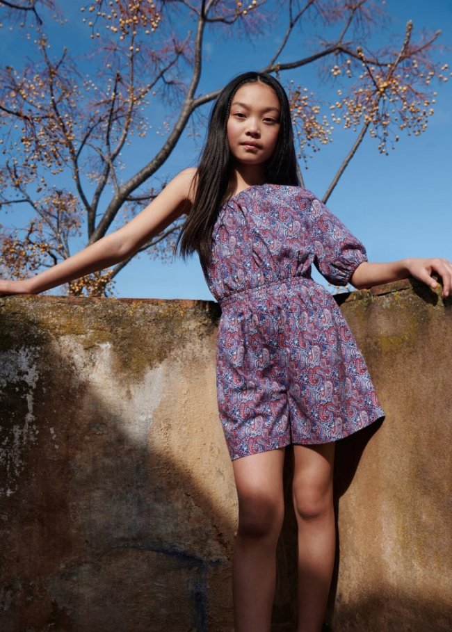 Mango Mono asimétrico estampado paisley - Azul marino oscuro