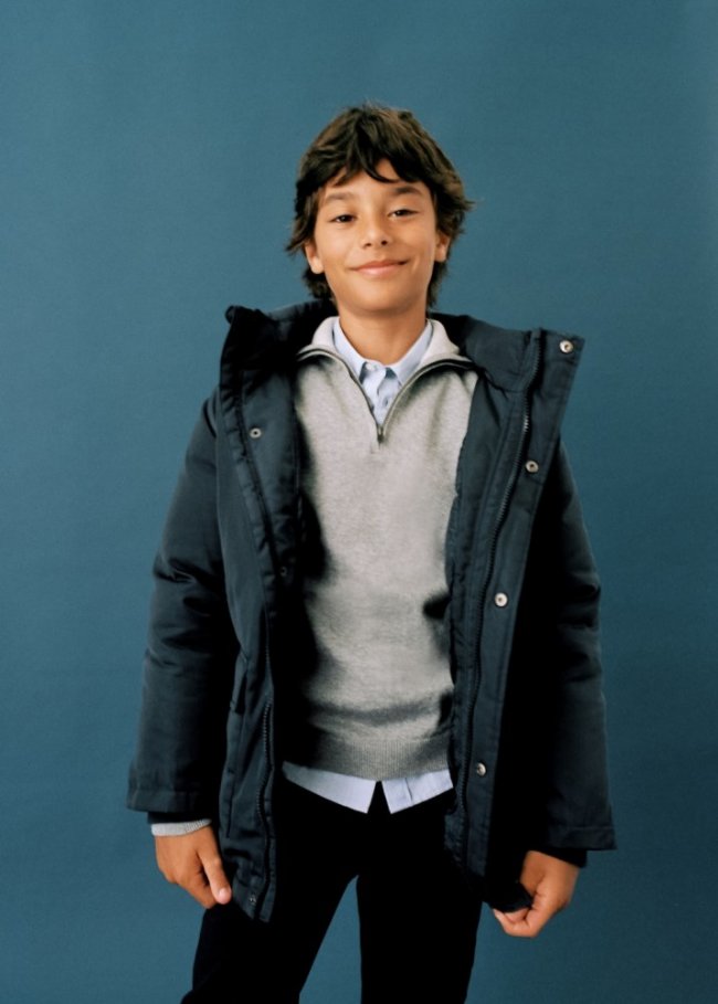 Mango Anorak acolchado capucha - Azul marino