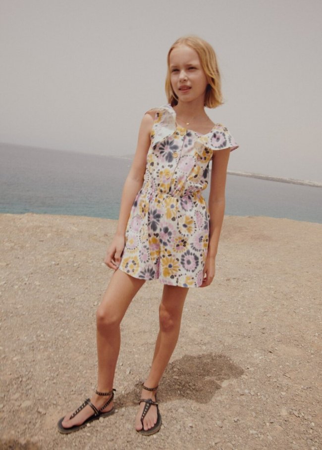 Mango Mono algodón estampado - Mostaza