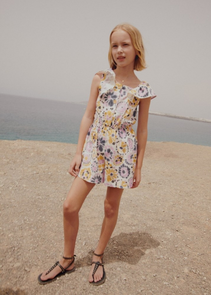 Mango Mono algodón estampado - Mostaza