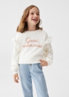 Mango Sudadera mensaje volantes - Blanco roto
