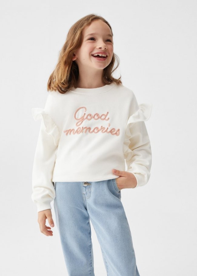 Mango Sudadera mensaje volantes - Blanco roto