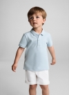 Mango Polo algodón textura - Azul celeste