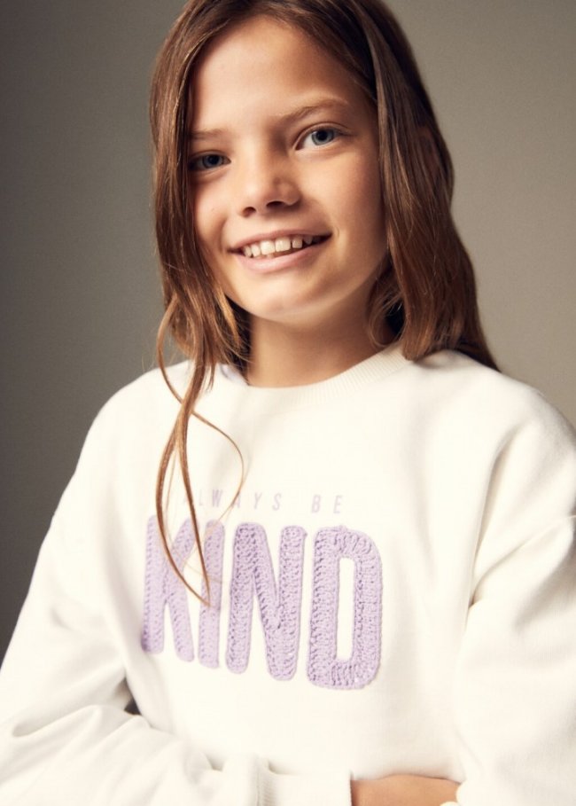 Mango Sudadera mensaje bordado - Blanco roto
