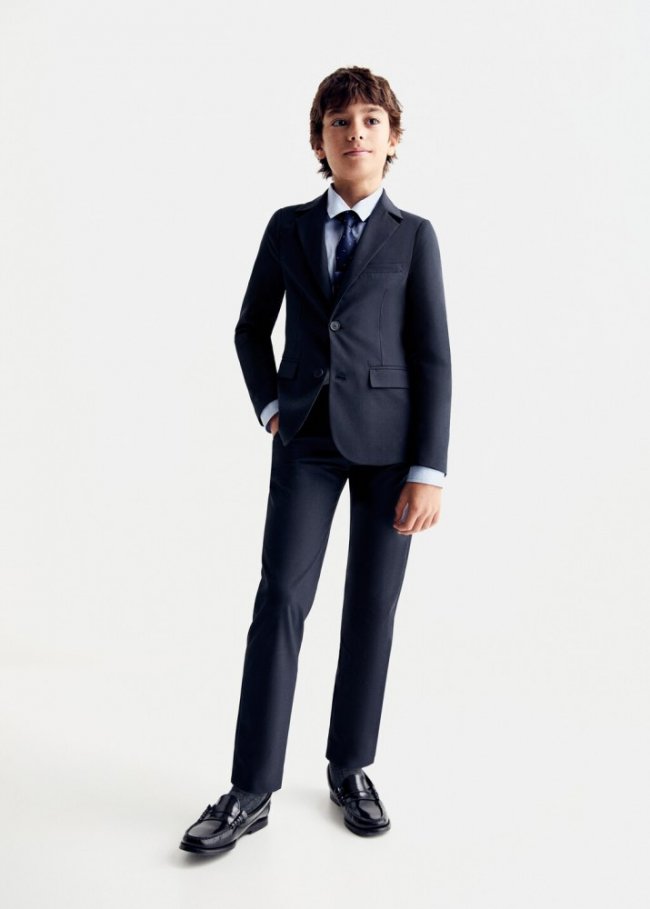 Mango Pantalón recto traje - Azul marino