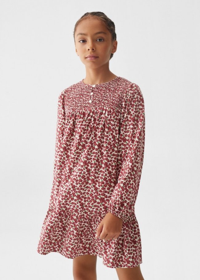 Mango Vestido estampado floral - Granate