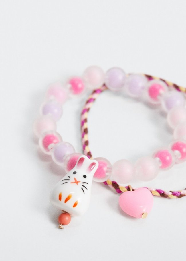 Mango Set pulseras abalorios - Rosa