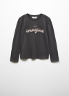 Mango Camiseta manga larga mensaje - Gris antracita
