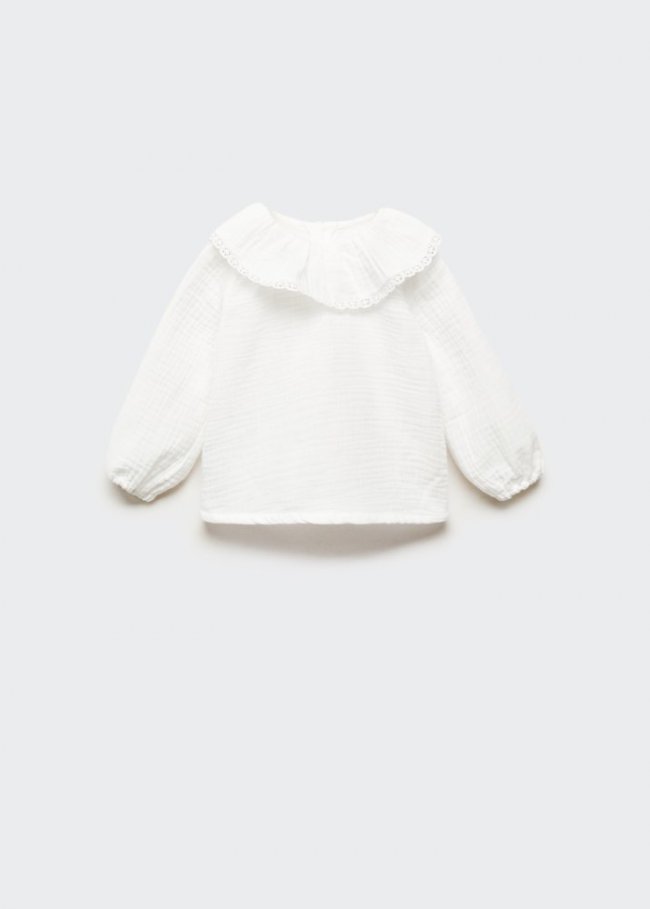 Mango Blusa textura algodón - Blanco roto