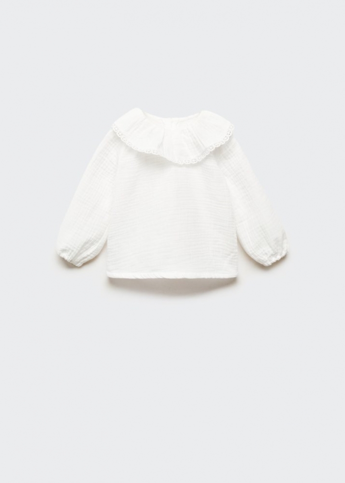 Mango Blusa textura algodón - Blanco roto