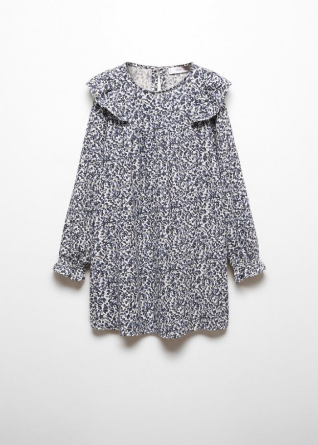 Mango Vestido estampado volantes - Azul