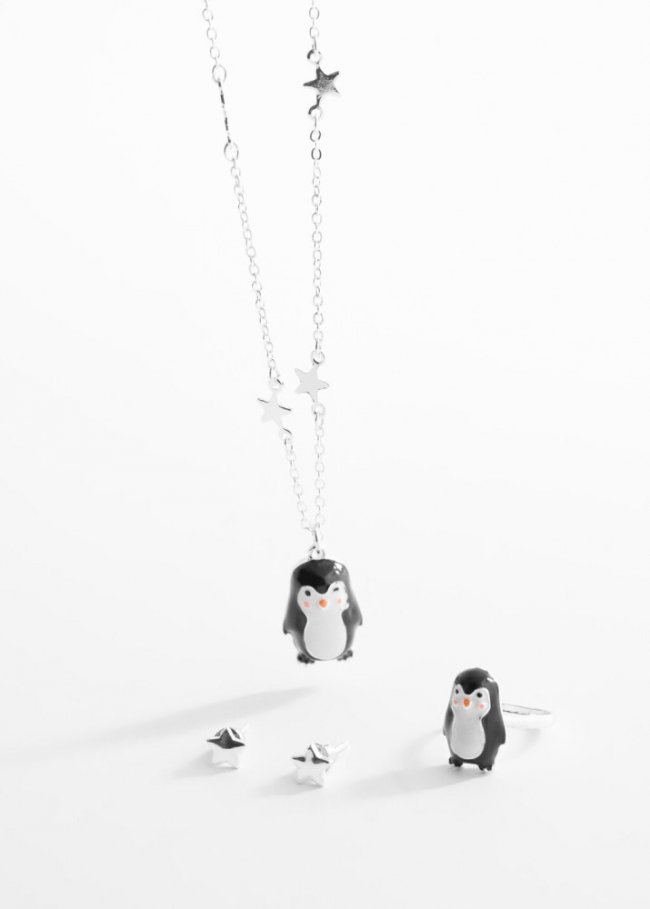 Mango Set collar anillo y pendientes - Plata