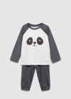 Mango Pijama largo panda - Gris oscuro