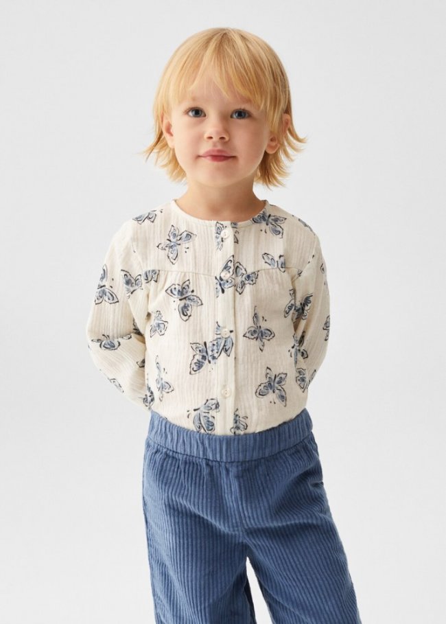 Mango Pantalón pana culotte - Azul porcelana
