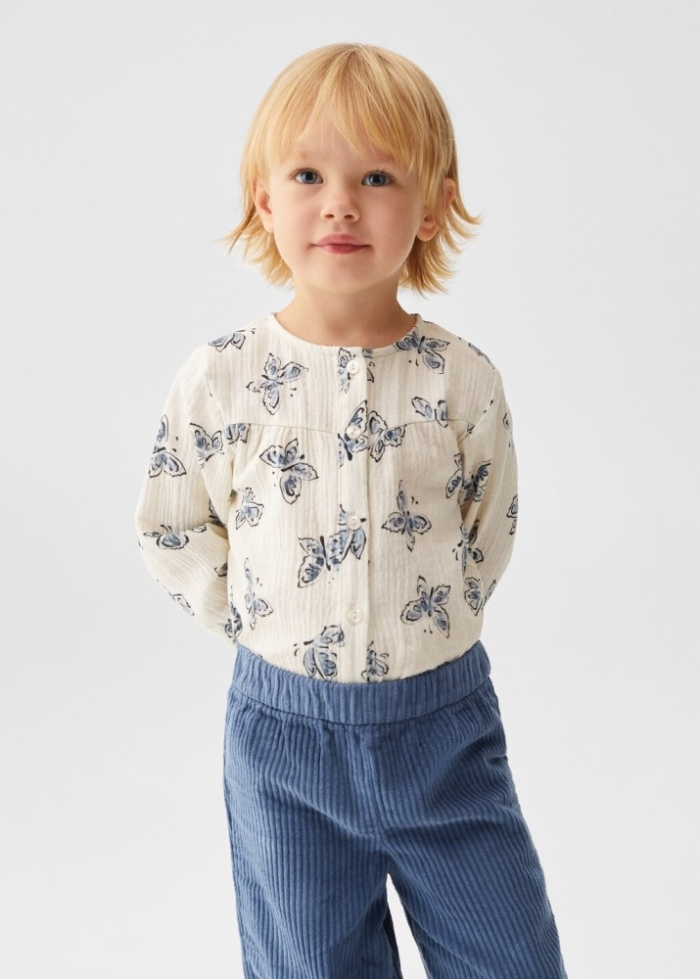 Mango Pantalón pana culotte - Azul porcelana