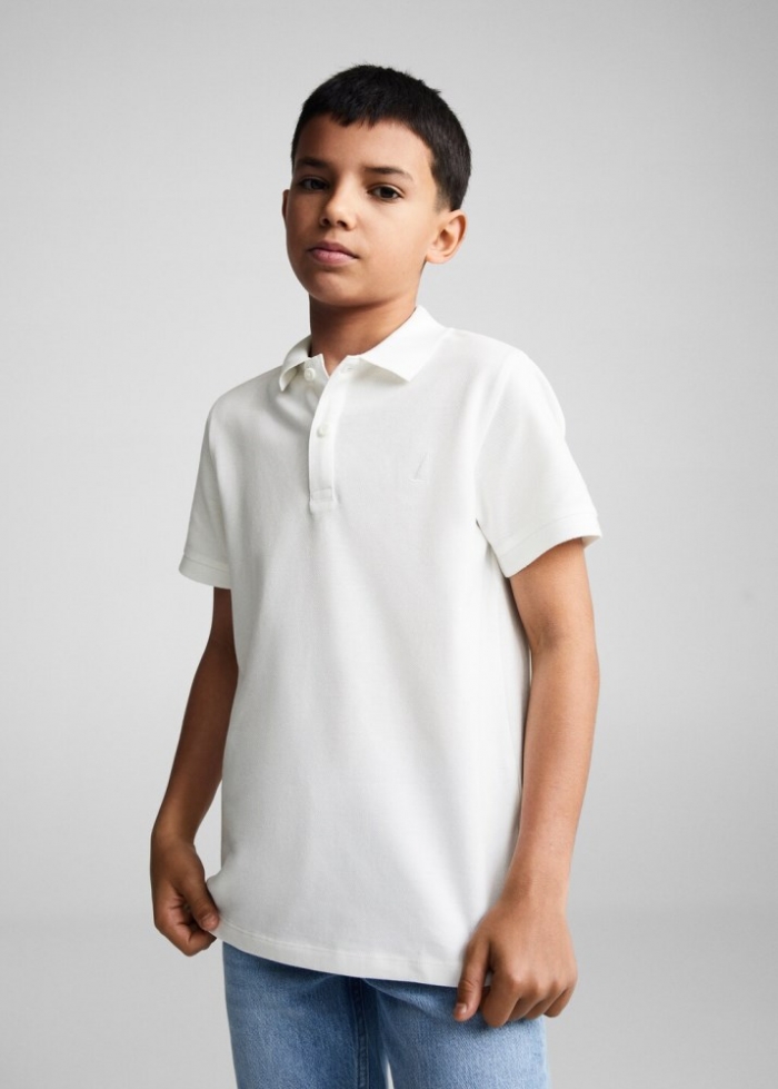 Mango Polo 100% algodón - Blanco roto